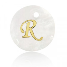 Shell pendant 15mm letter R Gold-White
